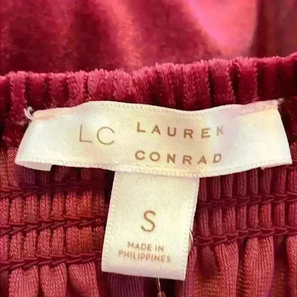Lauren Conrad Velour Dress Sz Small Elastic Smocked Top Christmas Holiday Date - Picture 2 of 9